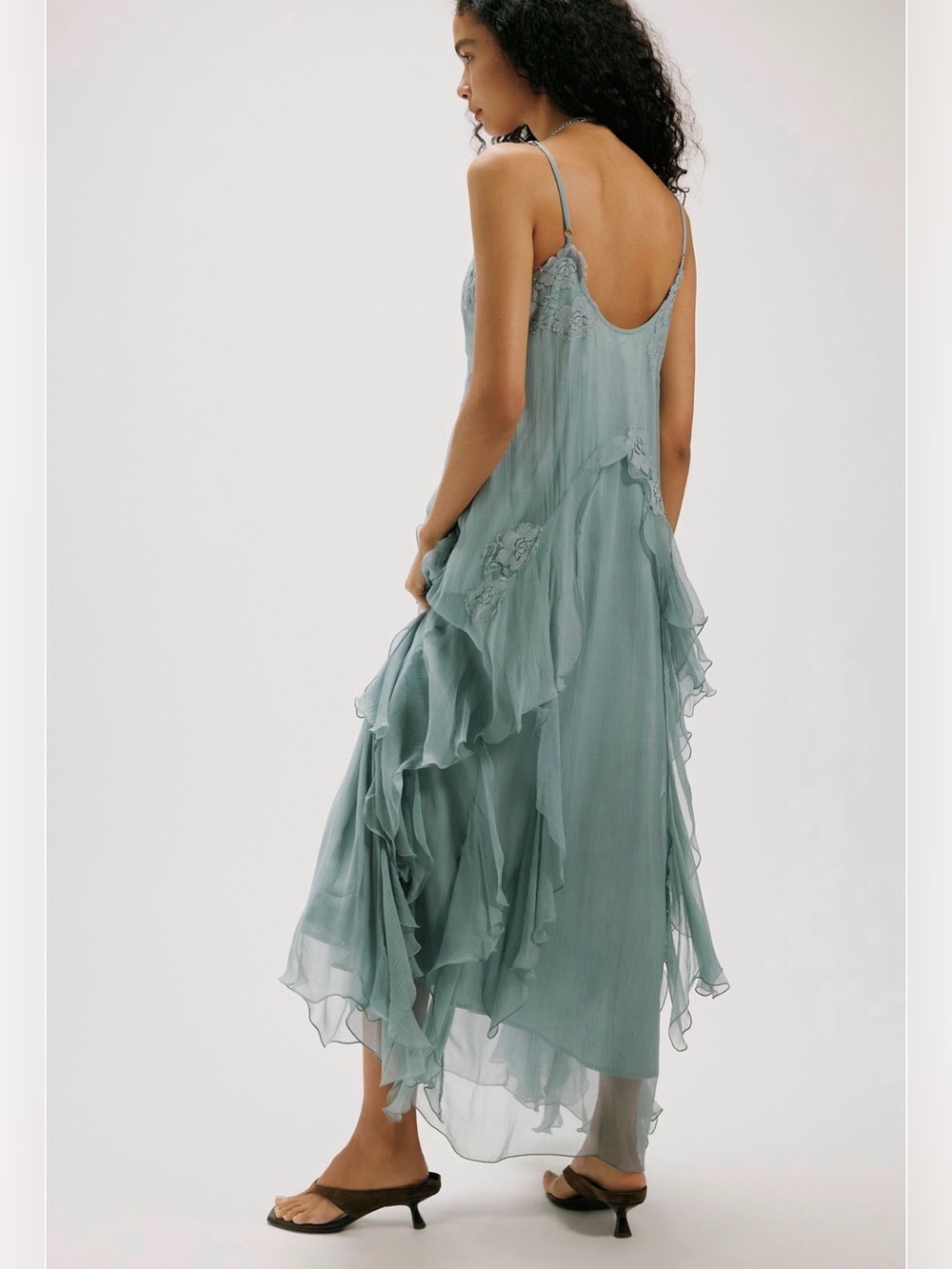 Free People Nigel Preston Floating Angel Chiffon Maxi Dress - Stormy Sea - Picture 3 of 14